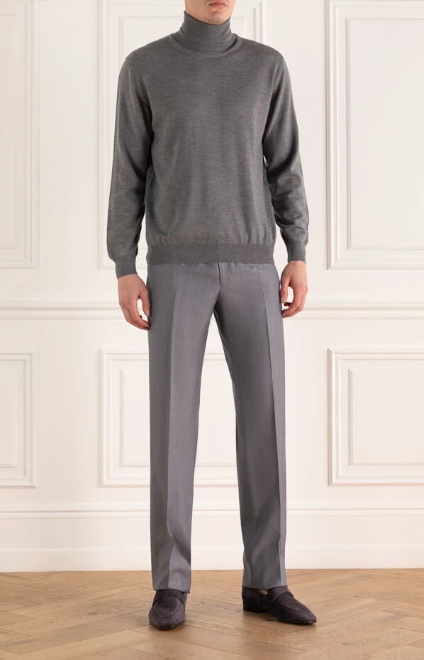 Brioni man wool and silk trousers gray for men купить с ценами и фото 966178 - photo 2