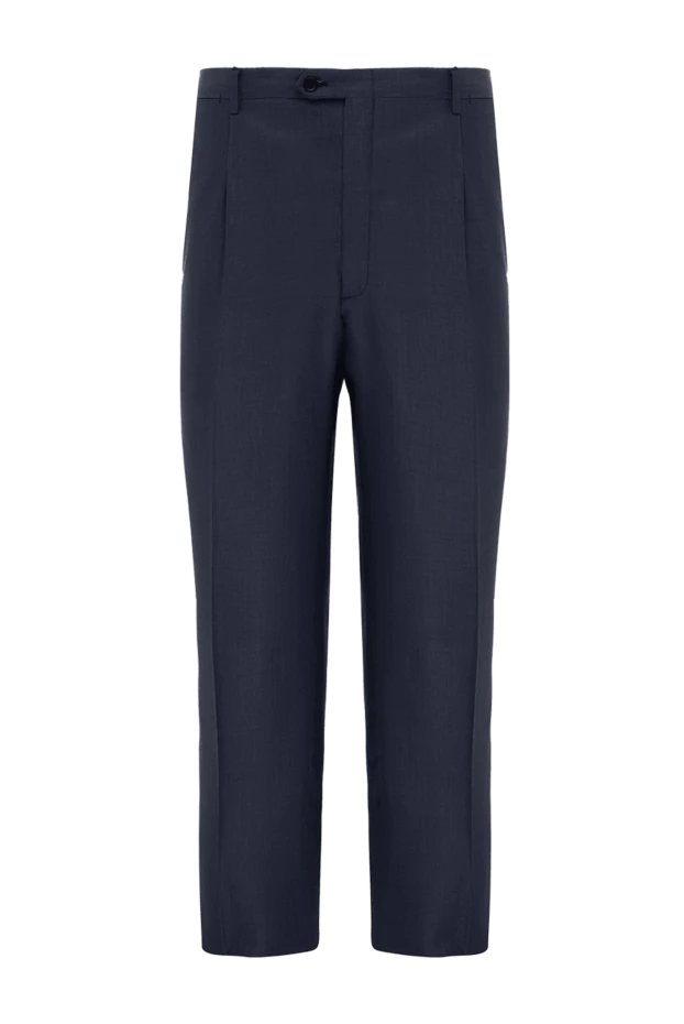 Brioni man cotton and cashmere trousers for men, blue купить с ценами и фото 966181 - photo 1