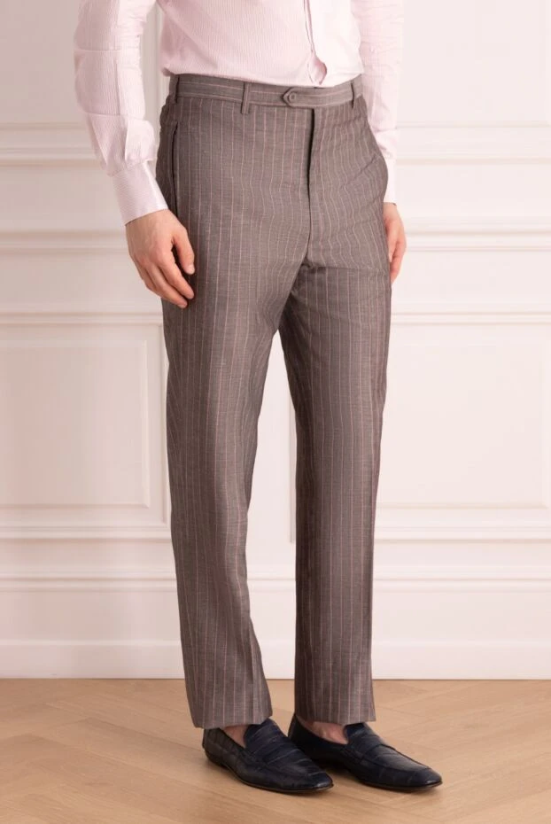 Brioni man wool and silk trousers gray купить с ценами и фото 966194 - photo 2