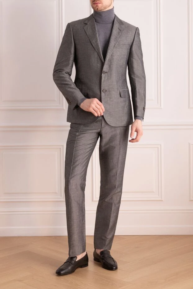 Canali man men's suit made of linen and silk, gray купить с ценами и фото 969359 - photo 2