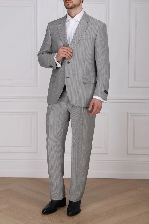 Canali man men's suit made of linen, wool and silk, gray купить с ценами и фото 969367 - photo 2