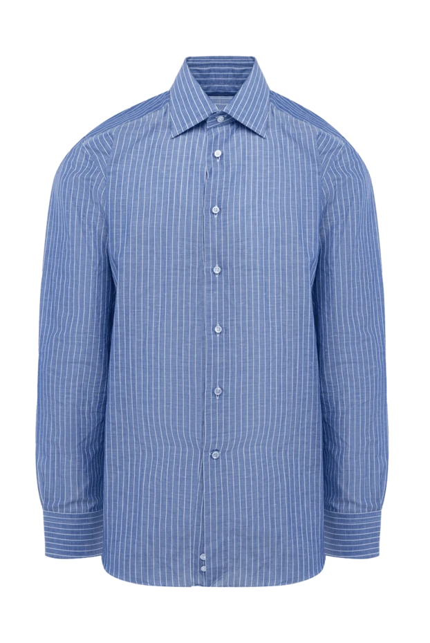 Canali man men's blue linen and cotton shirt купить с ценами и фото 969457 - photo 1