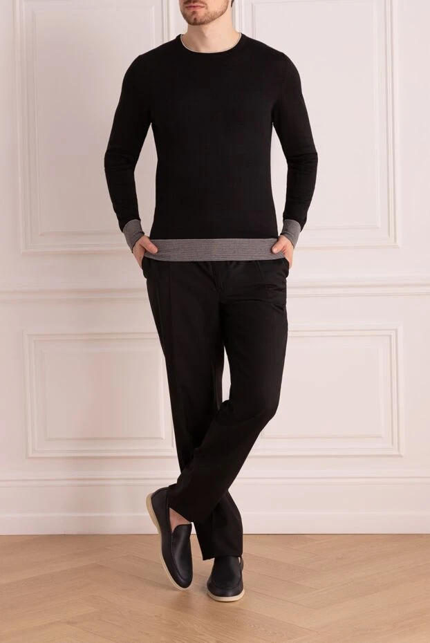 Cortigiani man black wool trousers for men купить с ценами и фото 975838 - photo 2