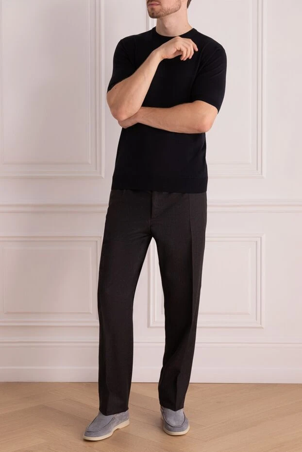 Brioni man men's black wool trousers купить с ценами и фото 977581 - photo 2