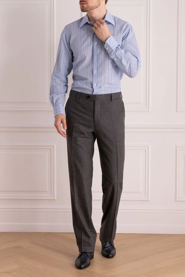 Canali man blue cotton shirt for men купить с ценами и фото 979559 - photo 2