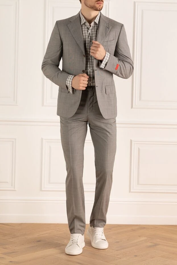 Isaia man men's suit made of wool and silk, gray купить с ценами и фото 979629 - photo 2