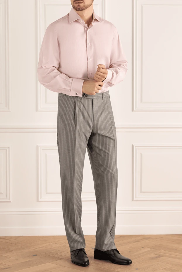 Brioni man pink cotton shirt for men купить с ценами и фото 980008 - photo 2