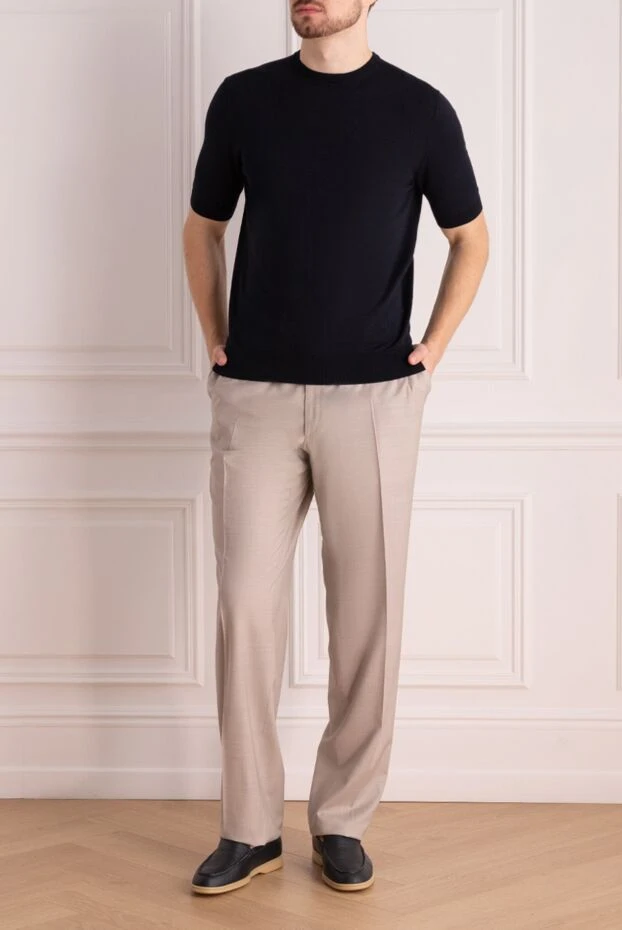 Brioni man men's beige wool trousers купить с ценами и фото 980172 - photo 2