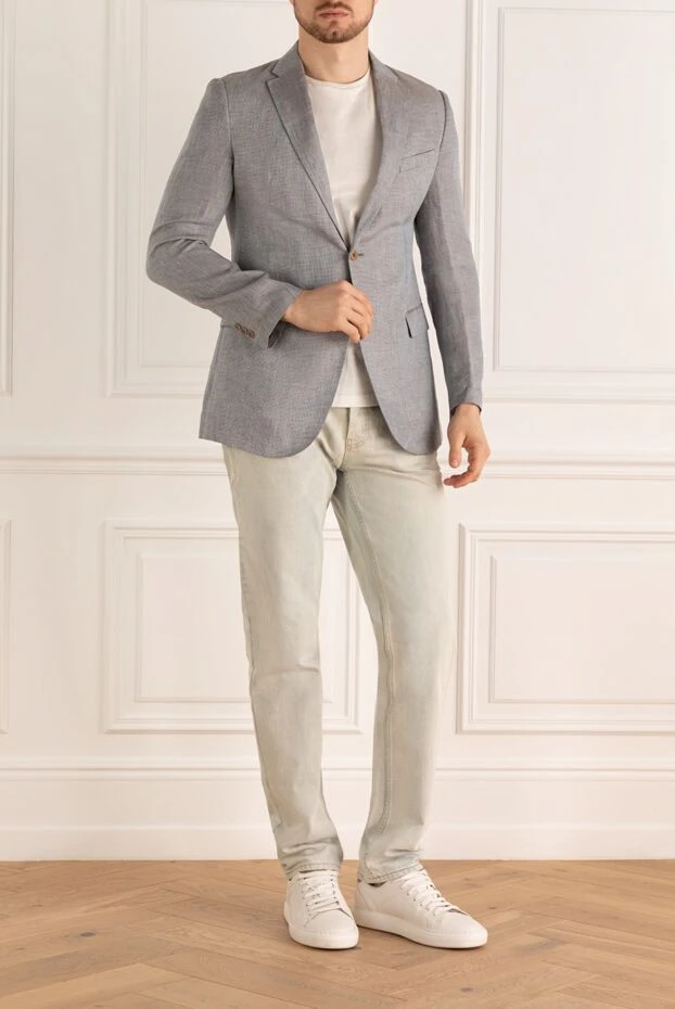 Armani man gray linen jacket for men купить с ценами и фото 980802 - photo 2