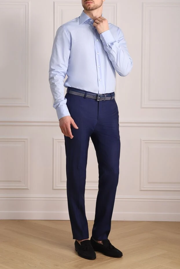 Van Laack man blue cotton shirt for men купить с ценами и фото 982665 - photo 2