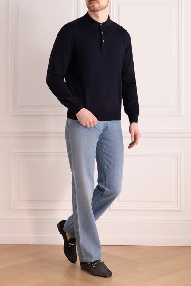 Brioni man blue cotton jeans for men купить с ценами и фото 984639 - photo 2