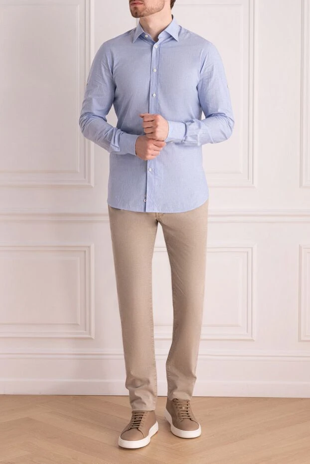 Van Laack man blue cotton shirt for men купить с ценами и фото 985840 - photo 2