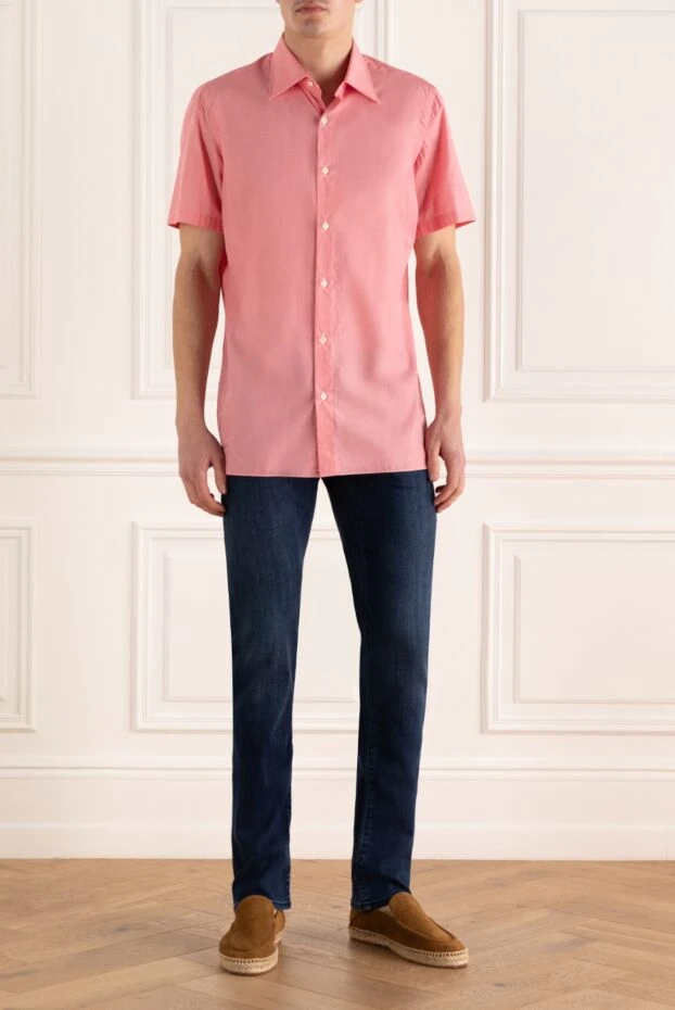 Borrelli man pink cotton and linen shirt for men купить с ценами и фото 989746 - photo 2