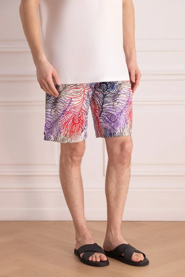 Vilebrequin шорты пляжные из хлопка и полиамида фиолетовые мужские 990660 - фото 3