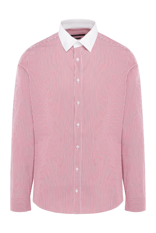 Ерлерге арналған қызыл жолақты контрастты ақ жағасы бар көйлек - фото 1