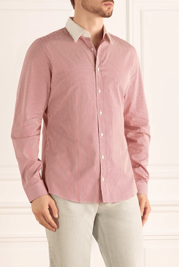 Gucci ерлерге арналған қызыл жолақты контрастты ақ жағасы бар көйлек 991297 - фото 3