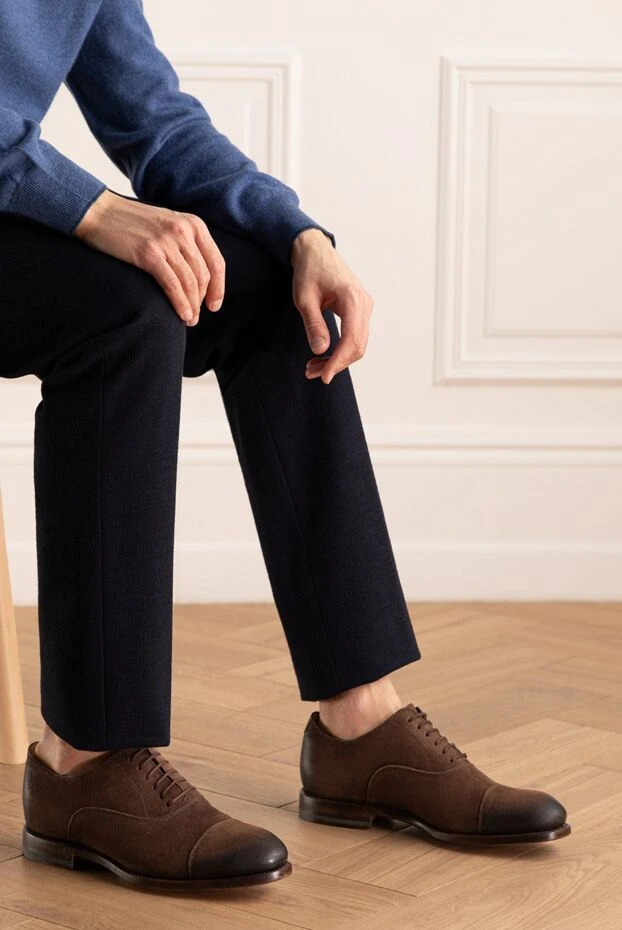 Мужские туфли с закрытой шнуровкой и затемнённым носком из кожи - фото 2