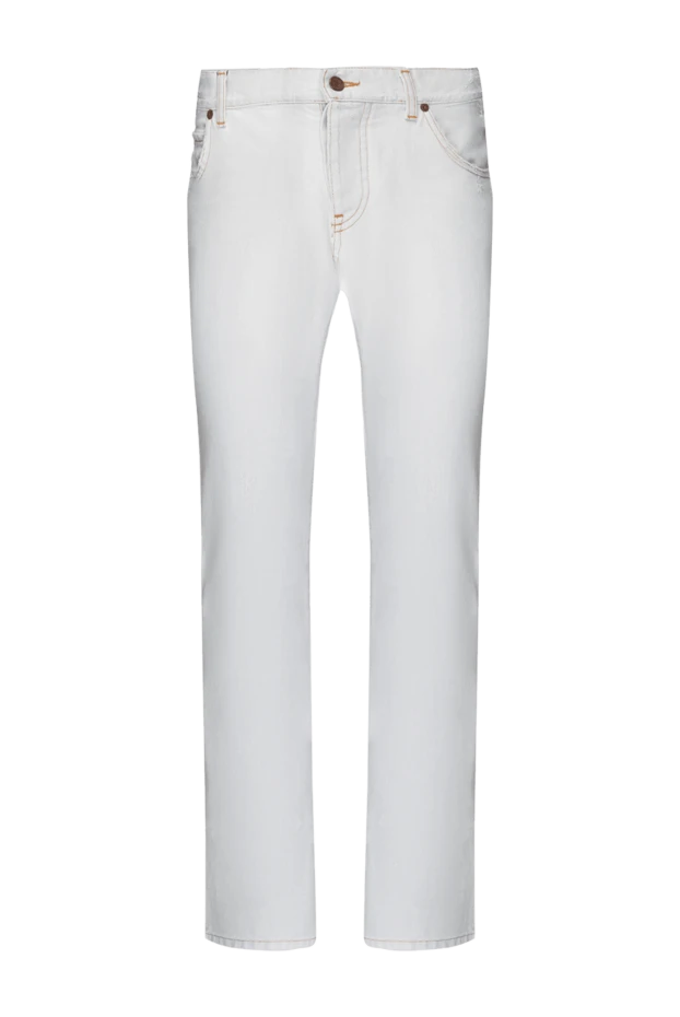 Классикалық қиюы бар бежевый стрейч джинсы - фото 1