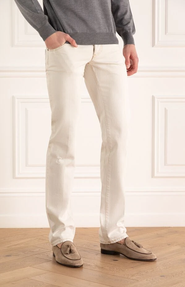 Dolce & Gabbana бежевые джинсы из эластичного денима с классической посадкой 994853 - фото 3