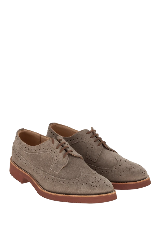 Tricker`s мужские броги замшевые бежевые с бордовой подошвой

 995777 - фото 3