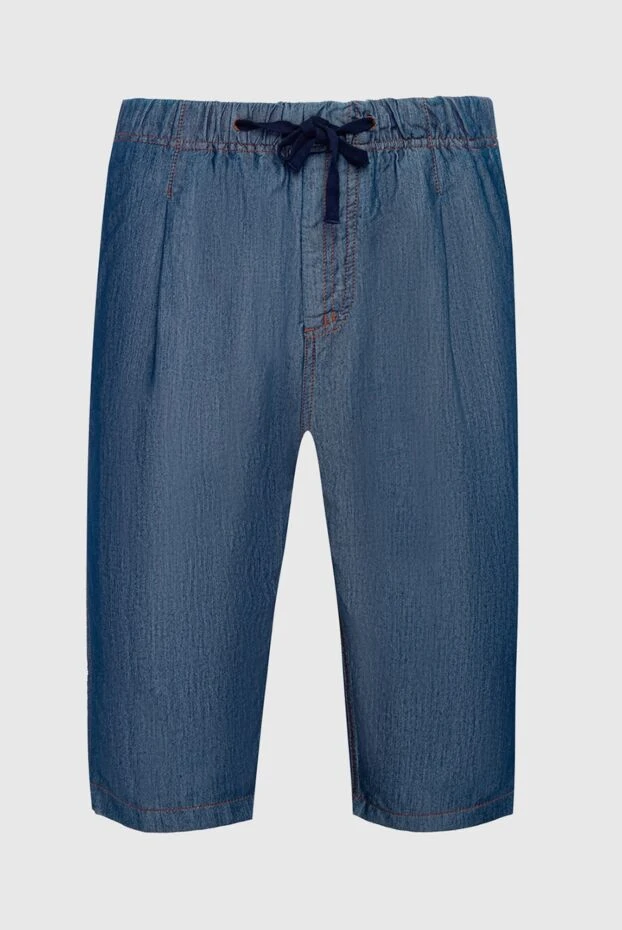 Blue silk and cotton shorts for men - photo 1
