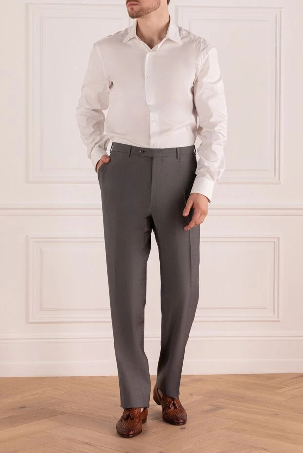 Canali man gray wool and mohair trousers купить с ценами и фото 996828 - photo 2