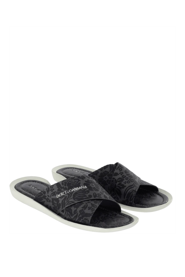 Dolce & Gabbana шлепанцы-флеты из кожи и полиэстера мужские серые 997055 - фото 3