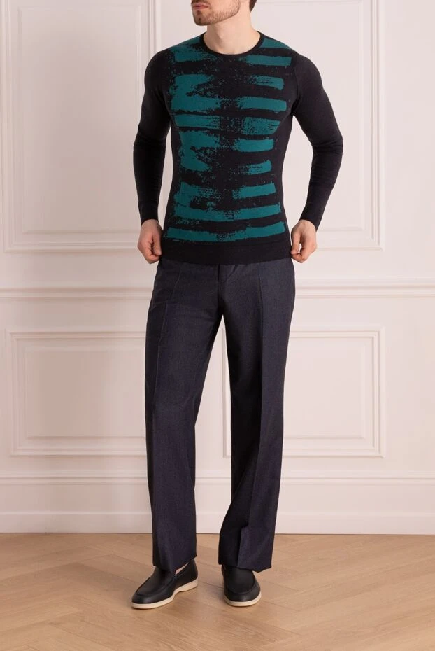 Malo мужские брюки синие из костюмной ткани с классической посадкой 997854 - фото 2