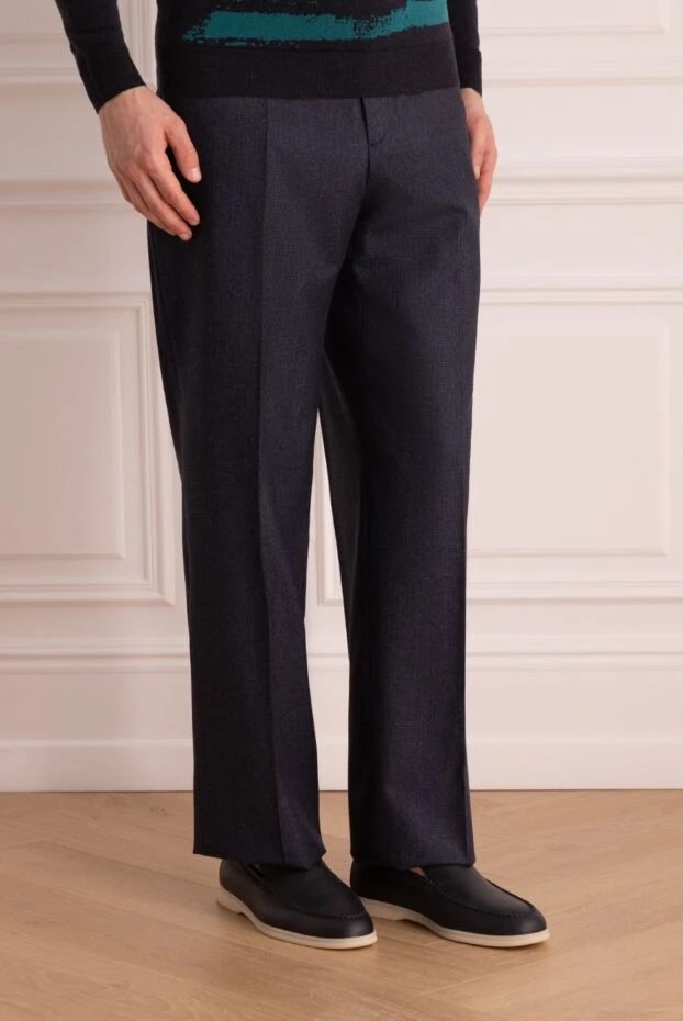 Malo мужские брюки синие из костюмной ткани с классической посадкой 997854 - фото 3
