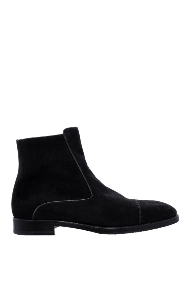 Men's black suede boots with zip and leather lining - photo 1