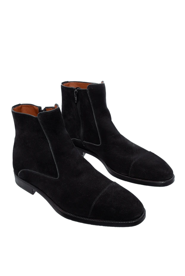 A.Testoni ерлерге арналған сыдырма және былғары астары бар қара күдері етік 997954 - фото 3