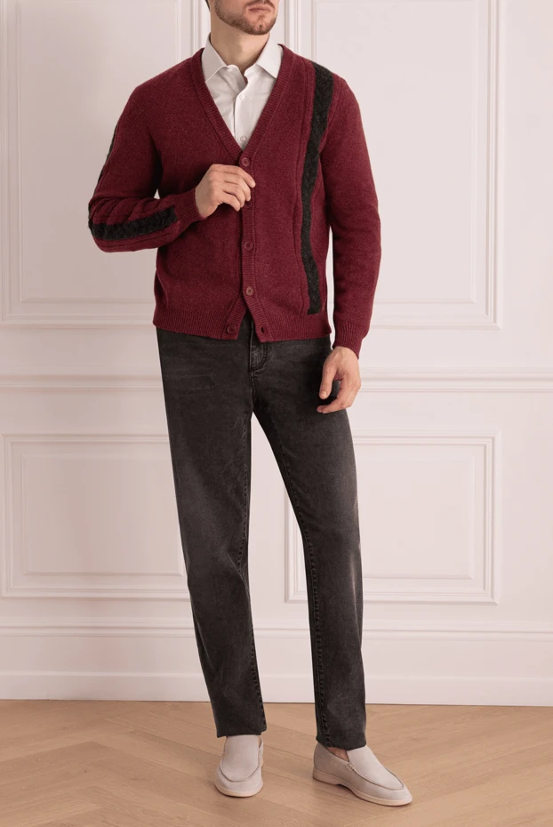 Pashmere man men's cashmere cardigan burgundy купить с ценами и фото 997986 - photo 2