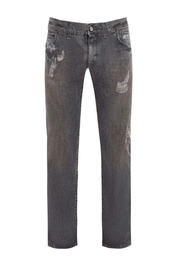 Джинсы серые прямого кроя с декоративными разрывами в стиле гранж
- фото 1