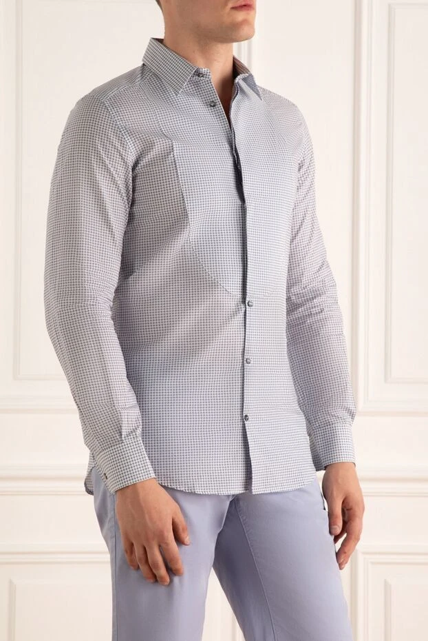 Dolce & Gabbana мужская рубашка приталенного кроя в микропринт 999208 - фото 3