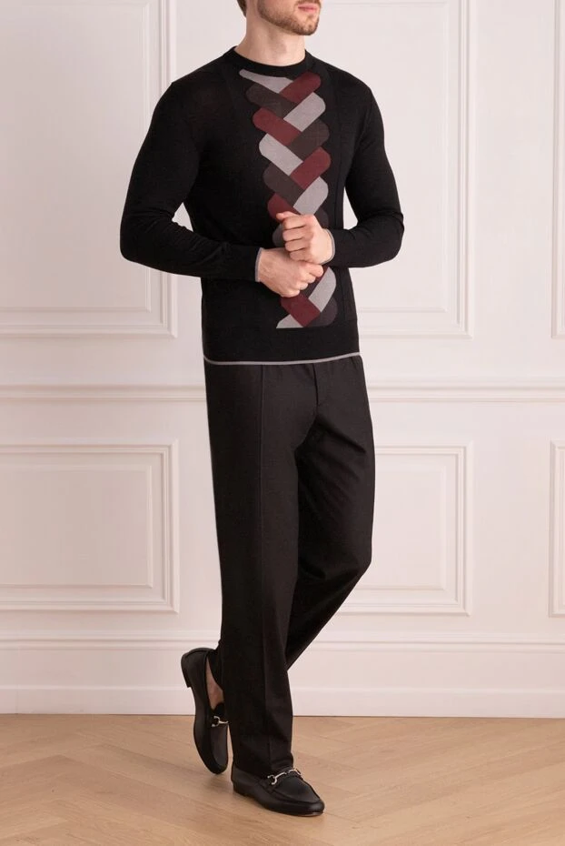 Brioni man black wool trousers for men купить с ценами и фото 999358 - photo 2