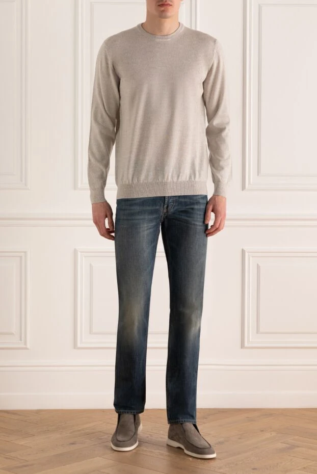 Gucci джинсы синего цвета с потертостями и эффектом выварки 999918 - фото 2