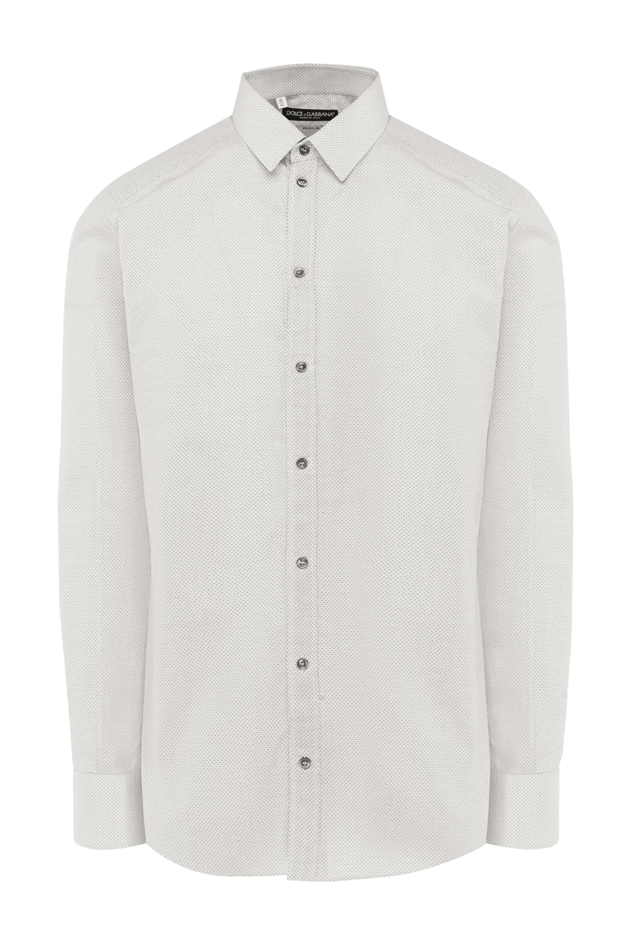 Dolce & Gabbana голубая мужская рубашка из хлопка с узором в микро точки 115241 - фото 1
