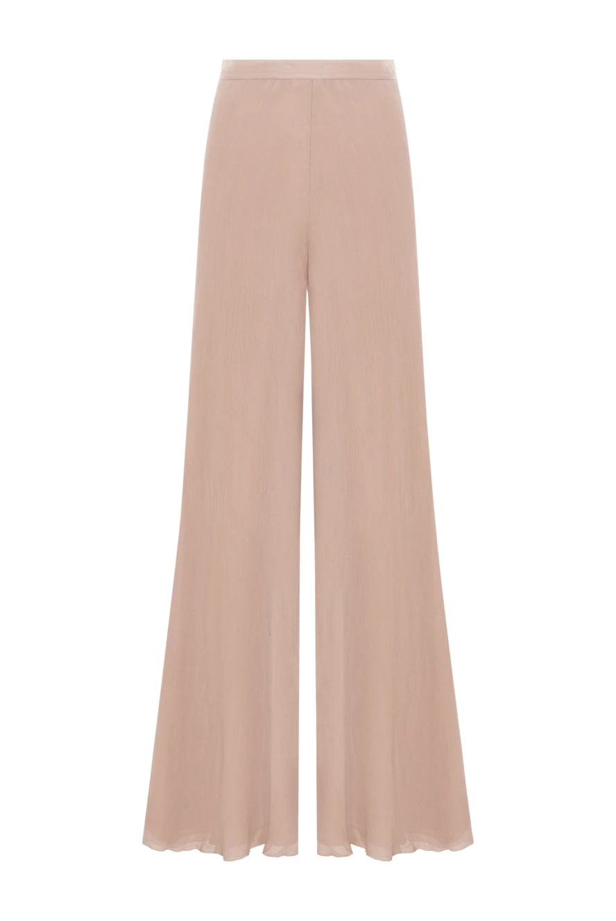 Ermanno Scervino женские брюки шелковые свободного кроя бежевые 130521 - фото 1
