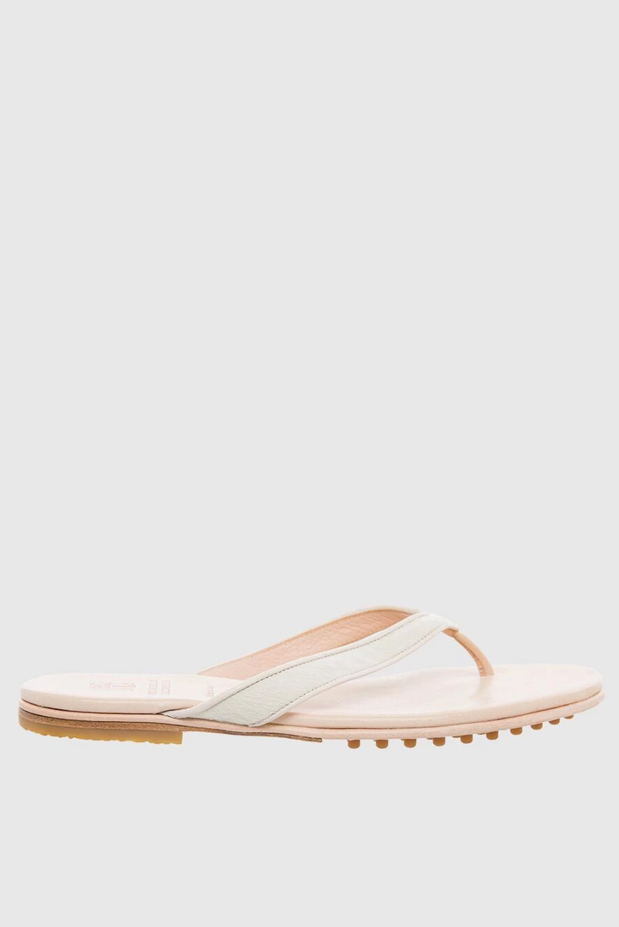 Brunello Cucinelli woman beige leather flip flops for women купить с ценами и фото 130819 - photo 1