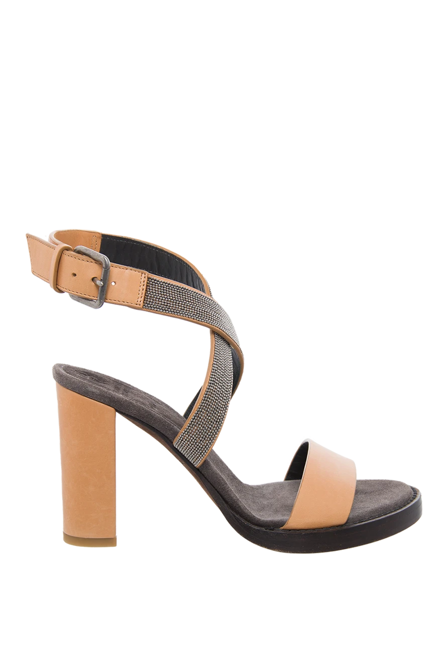 Brunello Cucinelli woman beige leather sandals for women купить с ценами и фото 130849 - photo 1