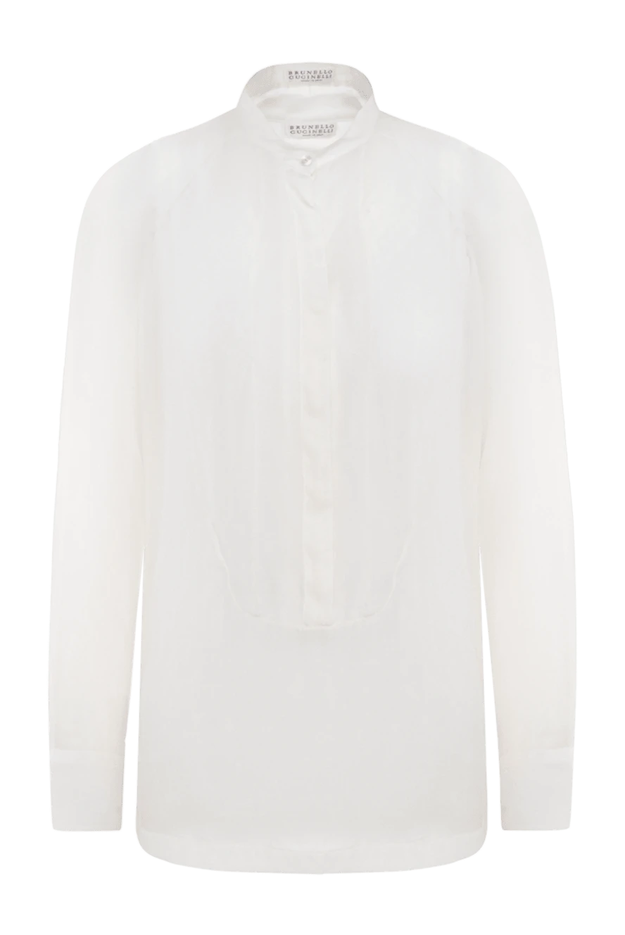 Brunello Cucinelli woman white silk blouse for women купить с ценами и фото 130886 - photo 1