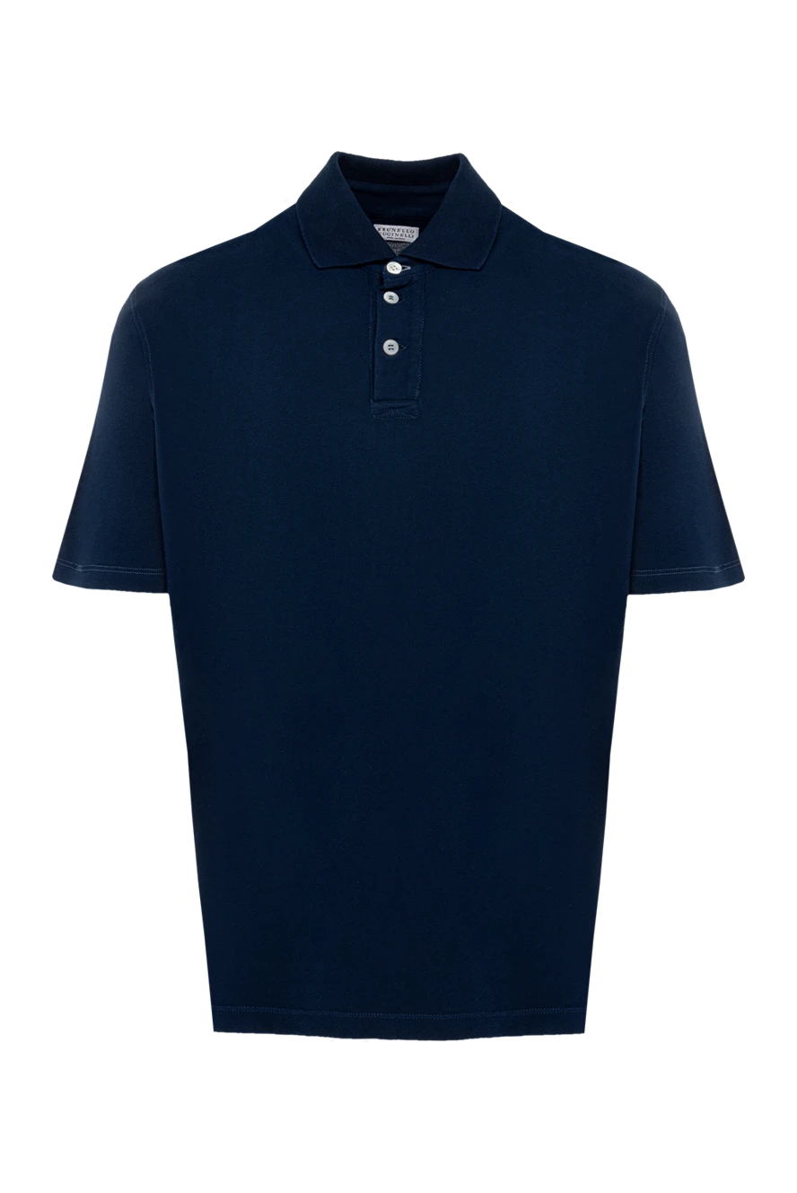 Brunello Cucinelli man blue cotton polo for men купить с ценами и фото 130964 - photo 1