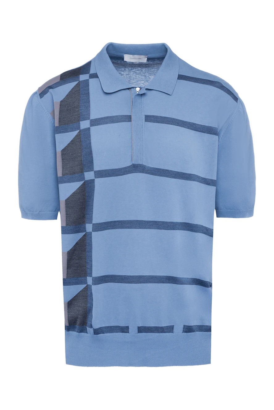 Cortigiani man cotton and silk polo blue for men купить с ценами и фото 131583 - photo 1