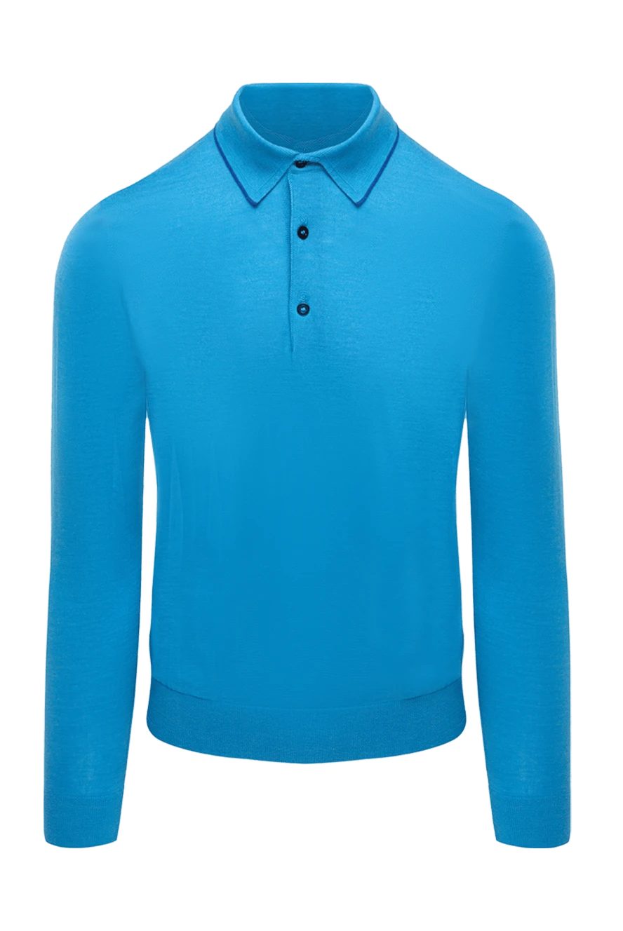 Cesare di Napoli man long sleeve polo in wool, silk and cashmere blue for men купить с ценами и фото 131720 - photo 1