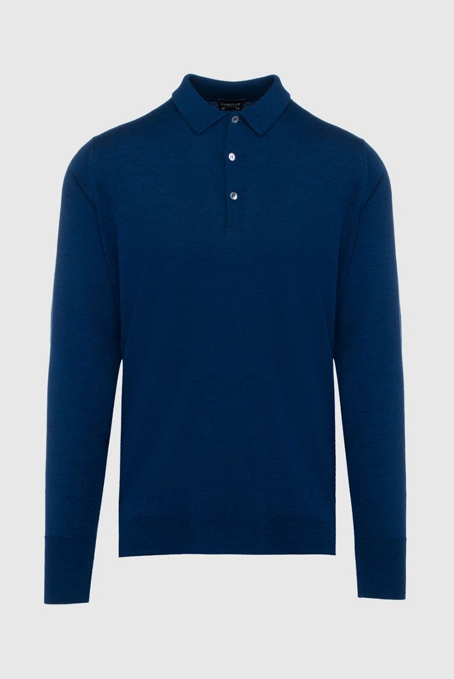 John Smedley man wool long sleeve polo blue for men купить с ценами и фото 131800 - photo 1