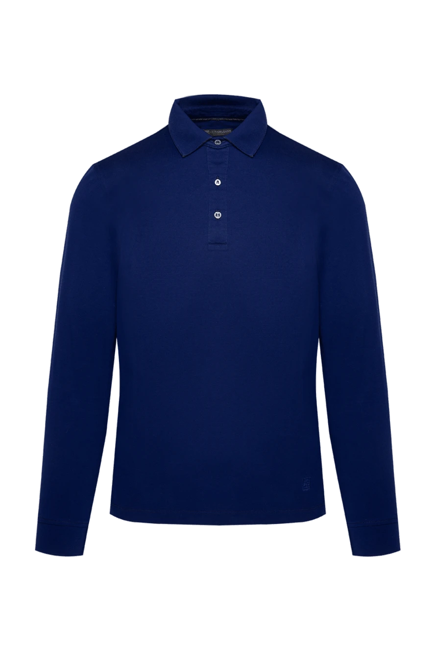 Corneliani man cotton long sleeve polo blue for men купить с ценами и фото 131947 - photo 1