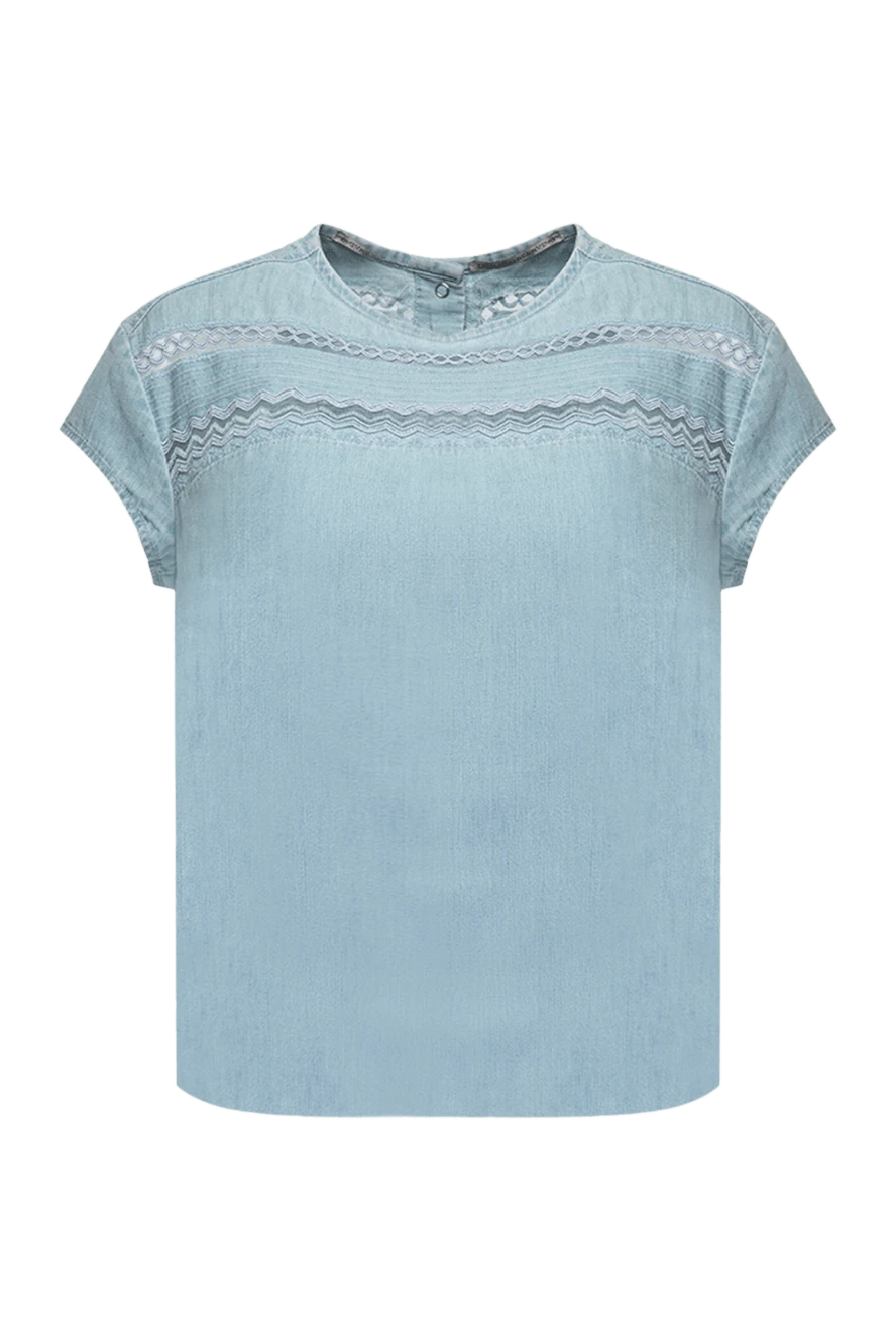 Ermanno Scervino woman women's blue cotton top купить с ценами и фото 132010 - photo 1