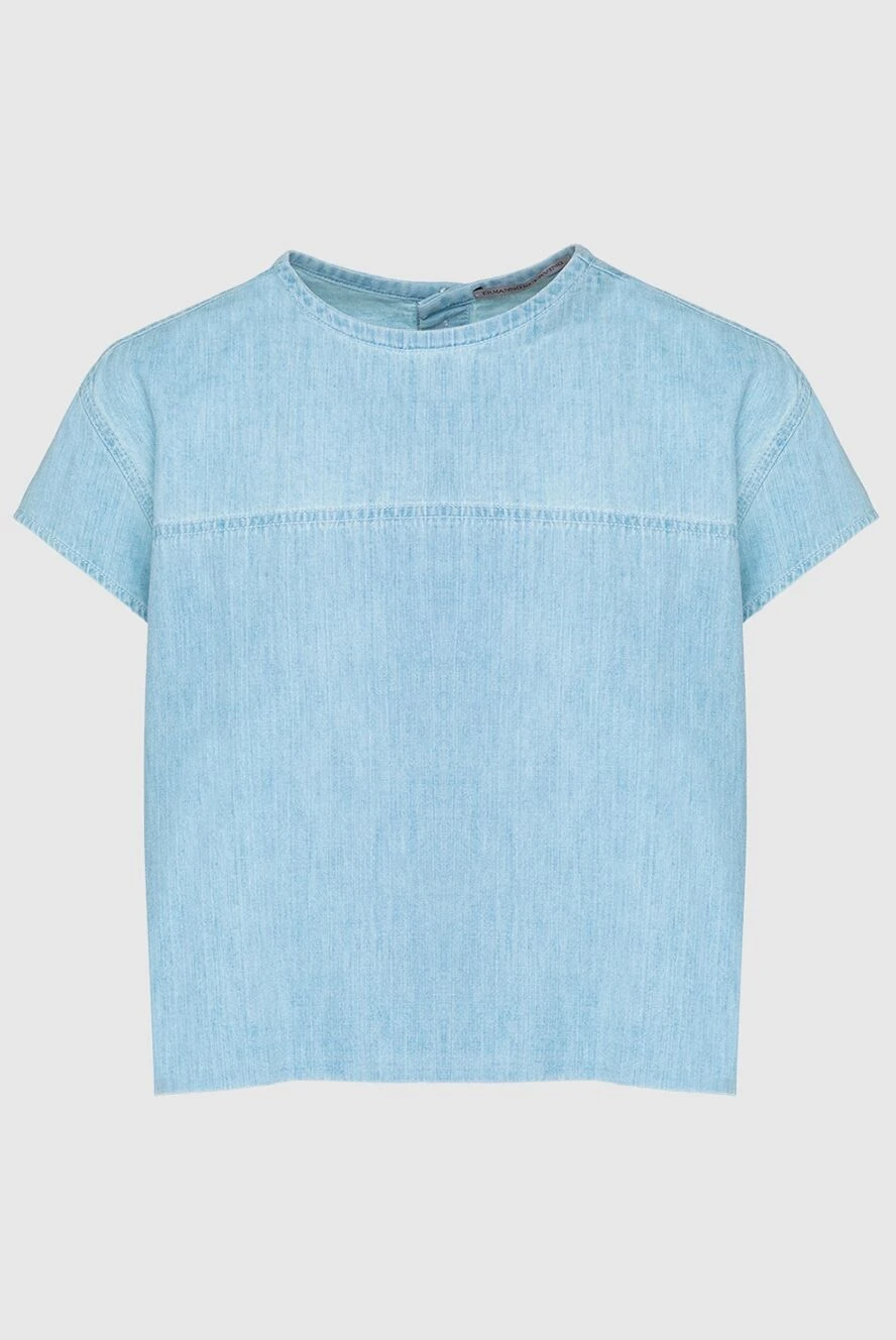 Ermanno Scervino woman blue cotton t-shirt for women купить с ценами и фото 132011 - photo 1