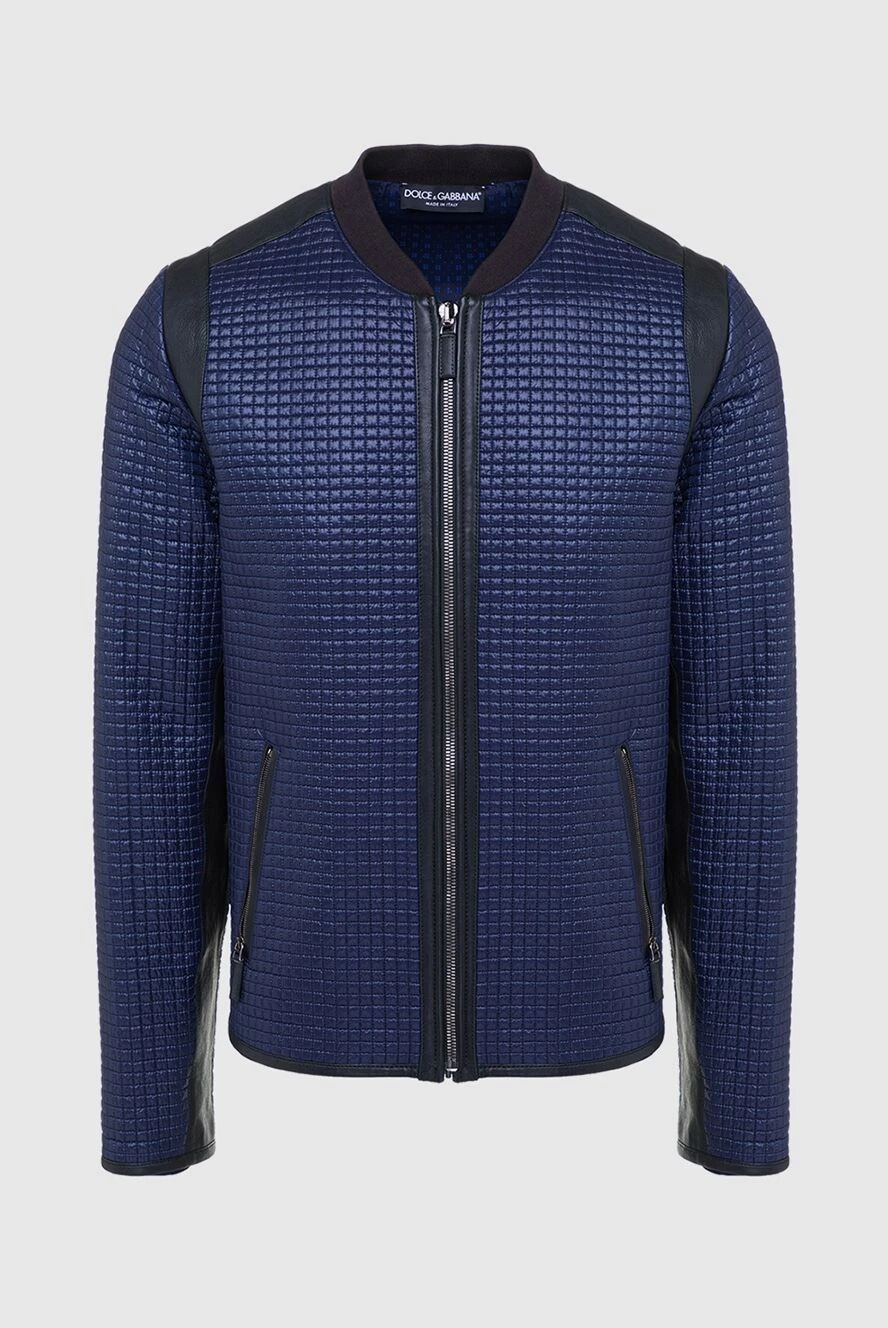 Dolce & Gabbana man polyamide and leather jacket blue for men купить с ценами и фото 132331 - photo 1