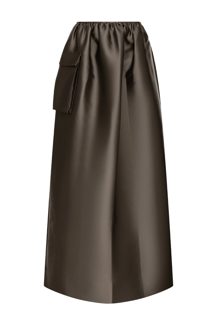 Brunello Cucinelli woman olive silk skirt for women купить с ценами и фото 132734 - photo 1